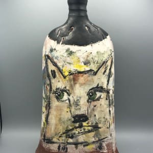 Frog and Cat Tall Vase by Ron Meyers