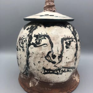 Five-Faced Black and White Lidded Vessel by Ron Meyers 