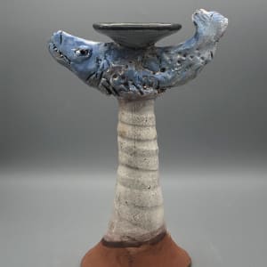 Blue Fish Candlestick by Ron Meyers 