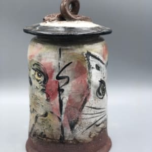 Frog and Cat Lidded Jar by Ron Meyers 