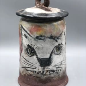 Frog and Cat Lidded Jar by Ron Meyers 