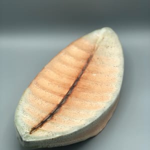 Hollow Boat Form (Ribbed Leaf-Shaped Slab with Stripe) by Nancy Green 