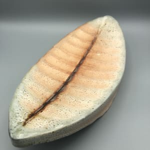 Hollow Boat Form (Ribbed Leaf-Shaped Slab with Stripe) by Nancy Green 