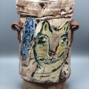 Woman, Fish, Cat Vase with Handles by Ron Meyers