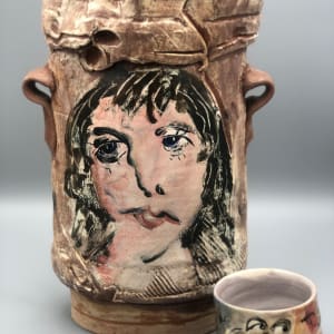 Woman, Fish, Cat Vase with Handles by Ron Meyers