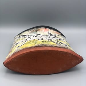 Rabbit and Fox Oval Vase by Ron Meyers