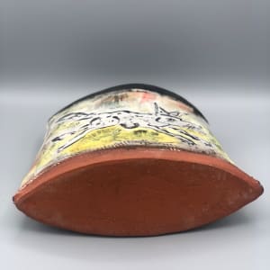 Rabbit and Fox Oval Vase by Ron Meyers