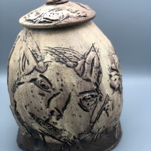 Cat and Rat Lidded Vessel by Ron Meyers 