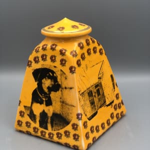 Lidded Vessel with Face, Dog, and other Imagery by Jonathan Kaplan