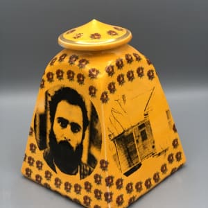 Lidded Vessel with Face, Dog, and other Imagery by Jonathan Kaplan 