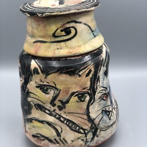 Lidded Jar with the Usual Suspects by Ron Meyers