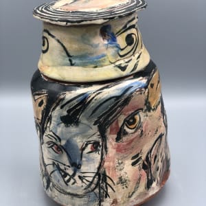 Lidded Jar with the Usual Suspects by Ron Meyers 