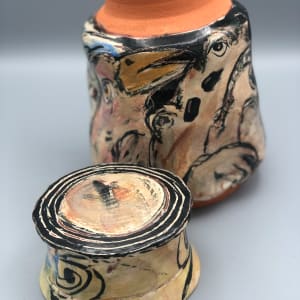 Lidded Jar with the Usual Suspects by Ron Meyers
