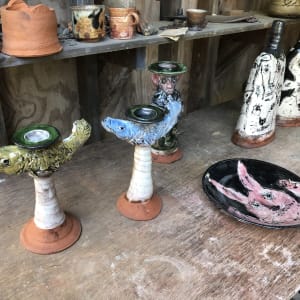 Green Fish Candlestick by Ron Meyers