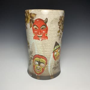 Vintage Halloween Masks Vase by Curtis Houston