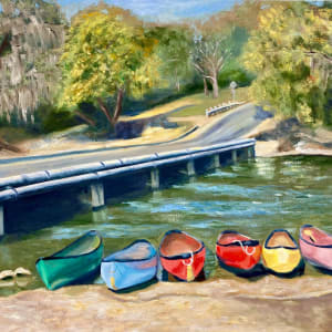 Canoes at the Old Gruene Bridge