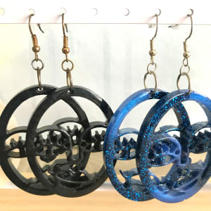 Face Earrings Large by Colorvine by Kelsey  Image: black shimmer / blue combo