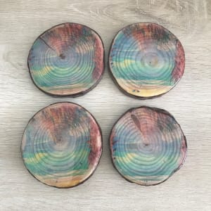 Wood Coaster Set (4) *see photos for available options* by Colorvine by Kelsey  Image: Beach - SOLD