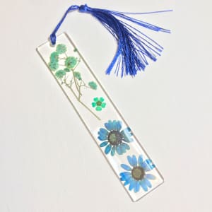 Blue Floral Bookmark 