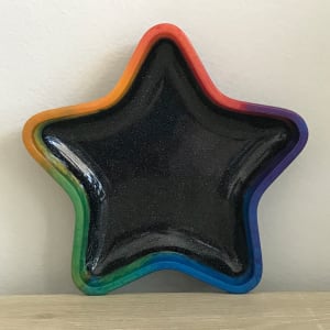 Rainbow and Black Glitter Star Tray / Trinket Dish by Colorvine by Kelsey 