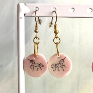 Small Round Resin Earrings by Colorvine by Kelsey  Image: unicorn - SOLD