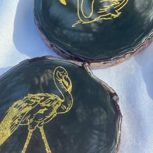 Gold Flamingo Wood Coaster Set - 4(four) by Colorvine by Kelsey