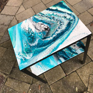 Side Table Teal 1 by Christine Keyworth