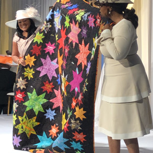 Living My Best Life at College by O.V. Brantley  Image: Oprah with her quilt Living My Best Life at College