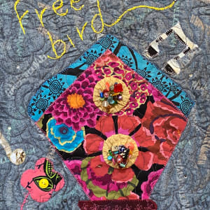 Hallelujah! Finally, Free As a Bird! by O.V. Brantley  Image: Yo-yo and embroidery detail