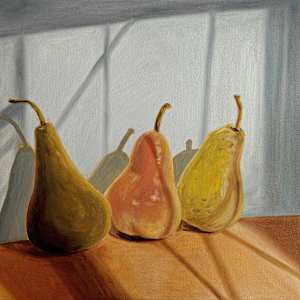 Pears in Light and Shadow by Xiaoxiao Han