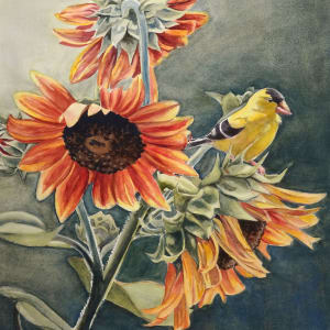 Sunflowers and Finch by Susan Moses