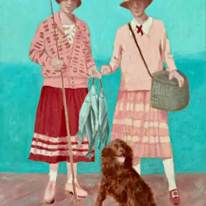 The Lindstrom Sisters Go Fishing With Their Dog by Stacy Yochum