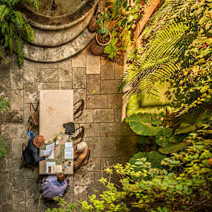 Spanish Lesson in the Courtyard by Chris Kern