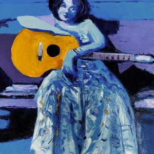 Blue Woman and Guitar