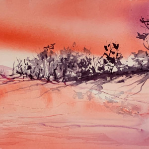 Branches grasp the dusking sky by Vandy Massey