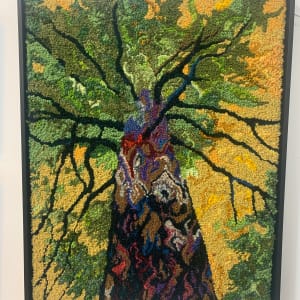 Tree Speak by Holly Friesen  Image: This piece is framed in a black wood frame.