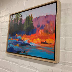 Warm Land by Holly Friesen  Image: Side view of framed painting.