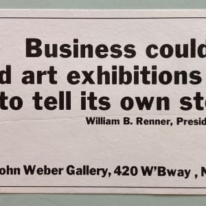 Business could hold art exhibitions to tell its own story by Hans Haacke