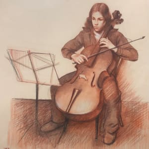 Peter Playing the Cello by Richard Lack