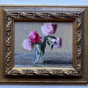 Pink and Crimson Peonies by Kenneth Schweiger