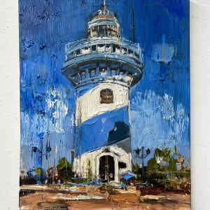 Lighthouse with blue lines 