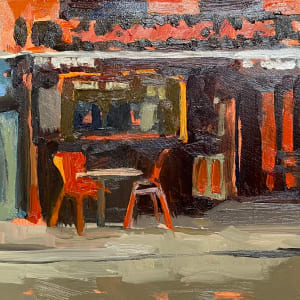 Flanagan's Bar by Jean Lee Cauthen  Image: Listowel, County Kerry.  Loved the black, grey and orange color combination here. Also a great spot to paint if it rains, there's a small shelter to work from!