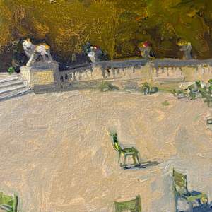Pull Up a Chair, Luxembourg Gardens by Jean Lee Cauthen  Image: unframed, shipping US is included