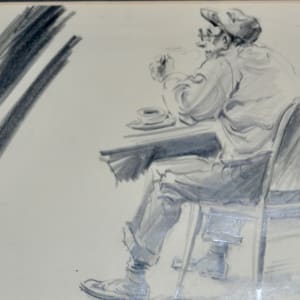 Untitled (Man Enjoying a Cup of Coffee) by Harold Gretzner 