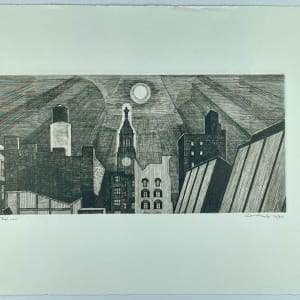 Manhattan Rooftops in Moonlight by Armin Landeck 