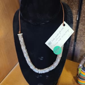 Antique African Powder Glass and Ostrich Shell Necklace by Beverly Iber