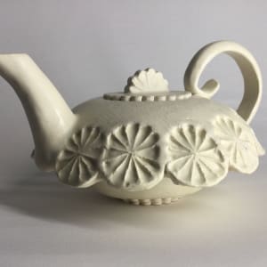 White Scalloped Teapot by Sylvia "Skip" Cunningham 