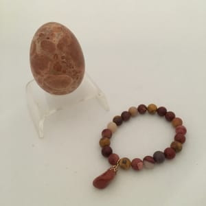 Mookaite jasper bracelet with polished red jasper nugget by Beverly Iber 