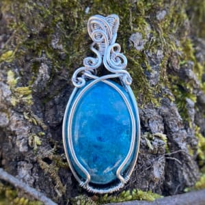 Neon Apatite in Silver-Plated Enameled Copper Wire by Pamela Dexter 