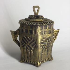 Small Gold Textured Lidded Vessel by Sylvia "Skip" Cunningham